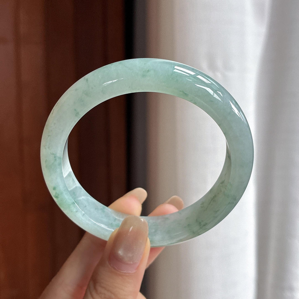 细糯种飘花正圈平安镯  天然缅甸A货翡翠（yc457909）