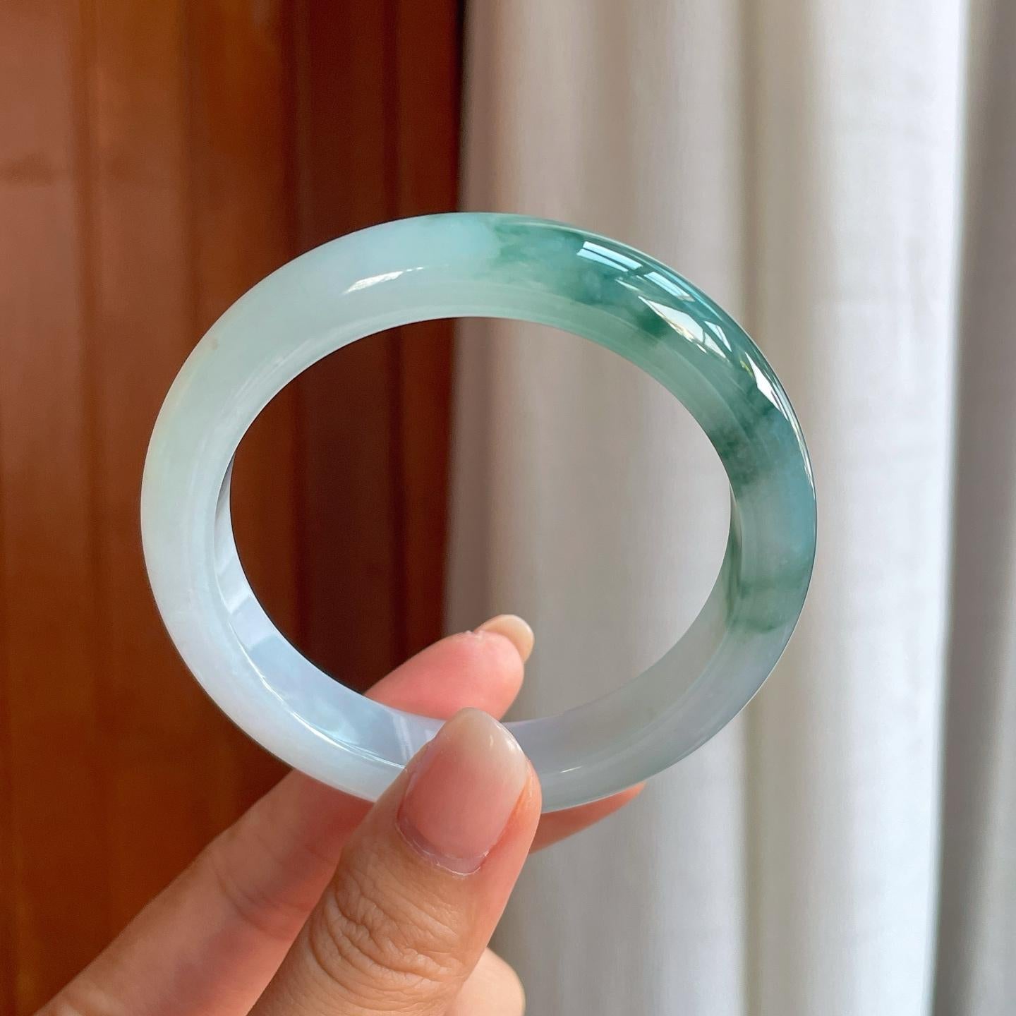 糯冰飘花翡翠平安镯（57.8mm）（yc400166）