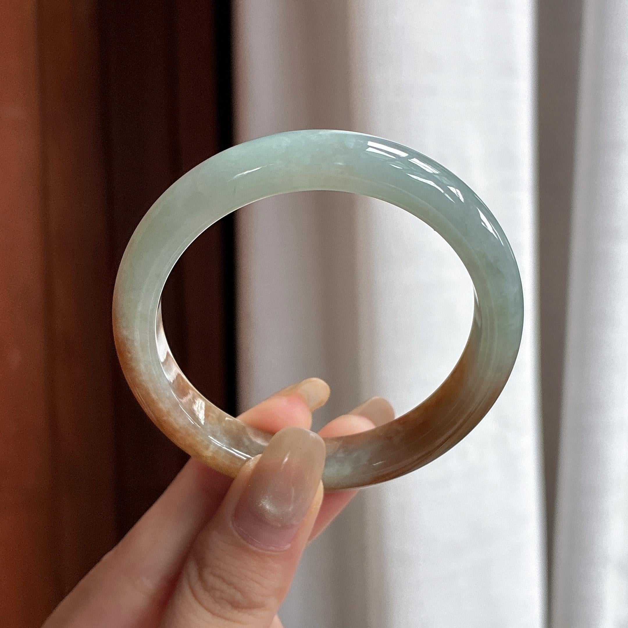 细糯种黄翡特色正圈平安镯 53圈 天然缅甸A货翡翠（yc480991）