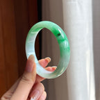 糯冰带色翡翠平安镯（57.2mm)（yc419522）