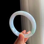 糯冰春底飘花翡翠平安镯（57.5mm）（yc346537）