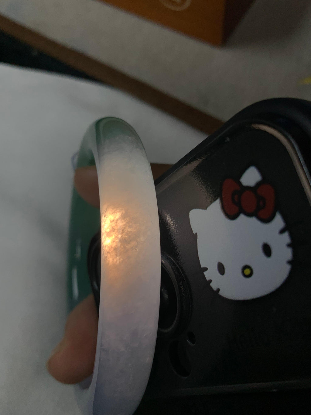 糯冰种翠绿圆条手镯（55.8mm）（yc228500）