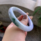 细糯种紫罗兰飘蓝花圆条手镯  56.3圈口  天然缅甸A货翡翠（yc431566）