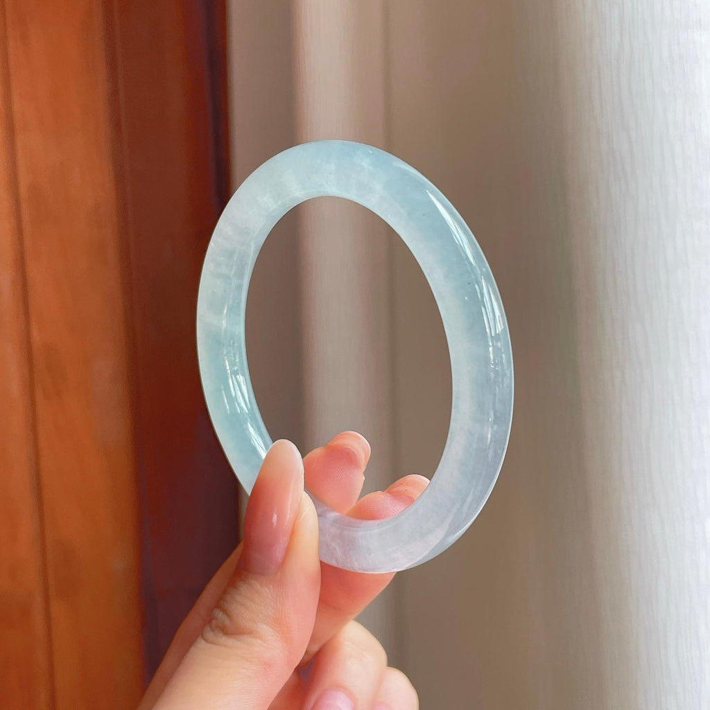 冰种淡底色翡翠圆条手镯（53.8mm)（yc362701）