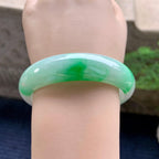 细糯种飘阳绿宽版轮胎手镯（58.4mm）（yc253746）