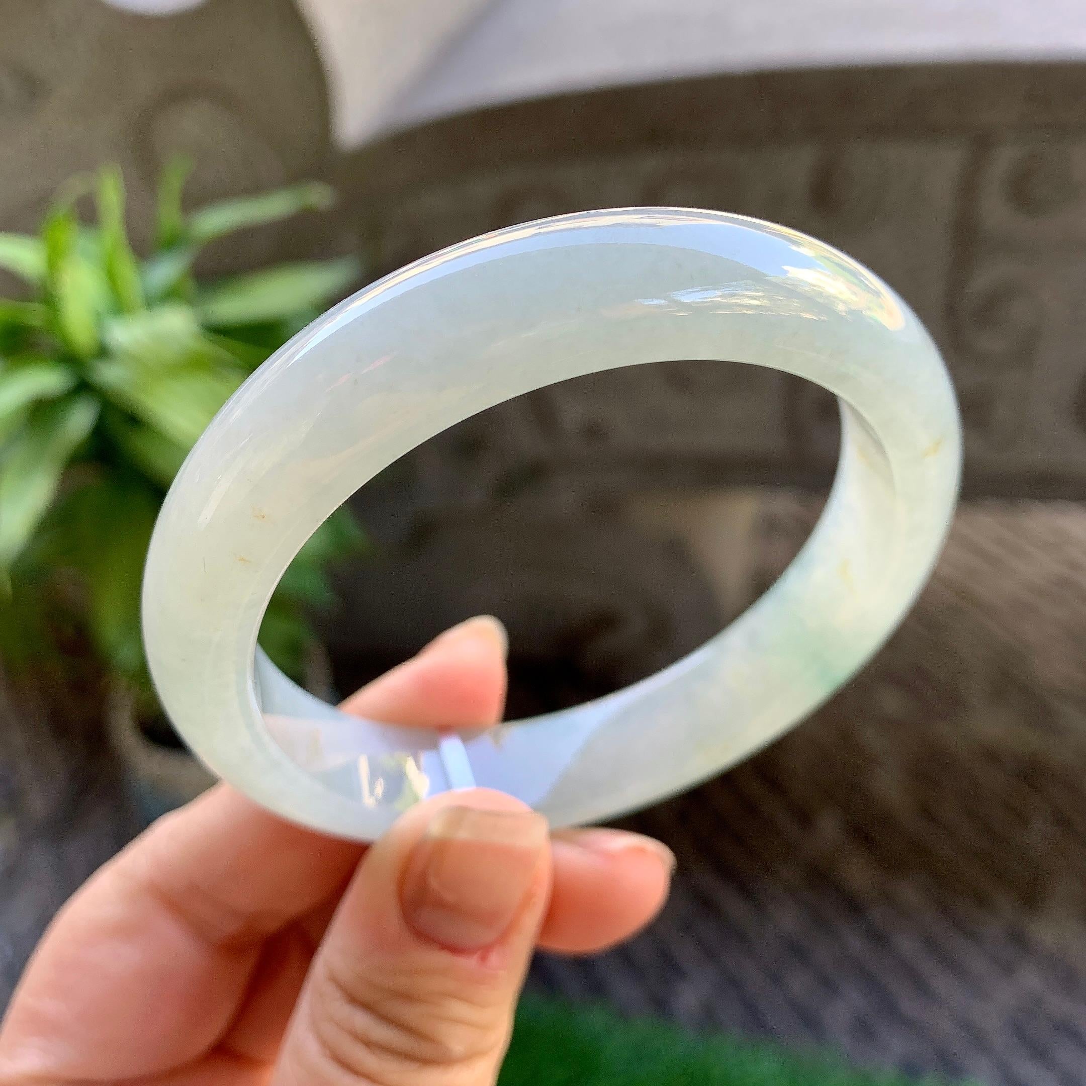 糯冰种飘花平安镯（56.8mm）（yc307325）