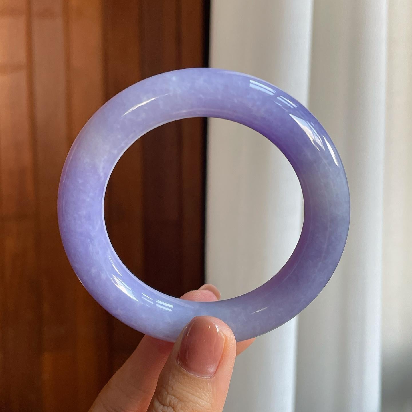 糯冰紫罗兰翡翠圆条手镯（55.5mm）（yc278686）