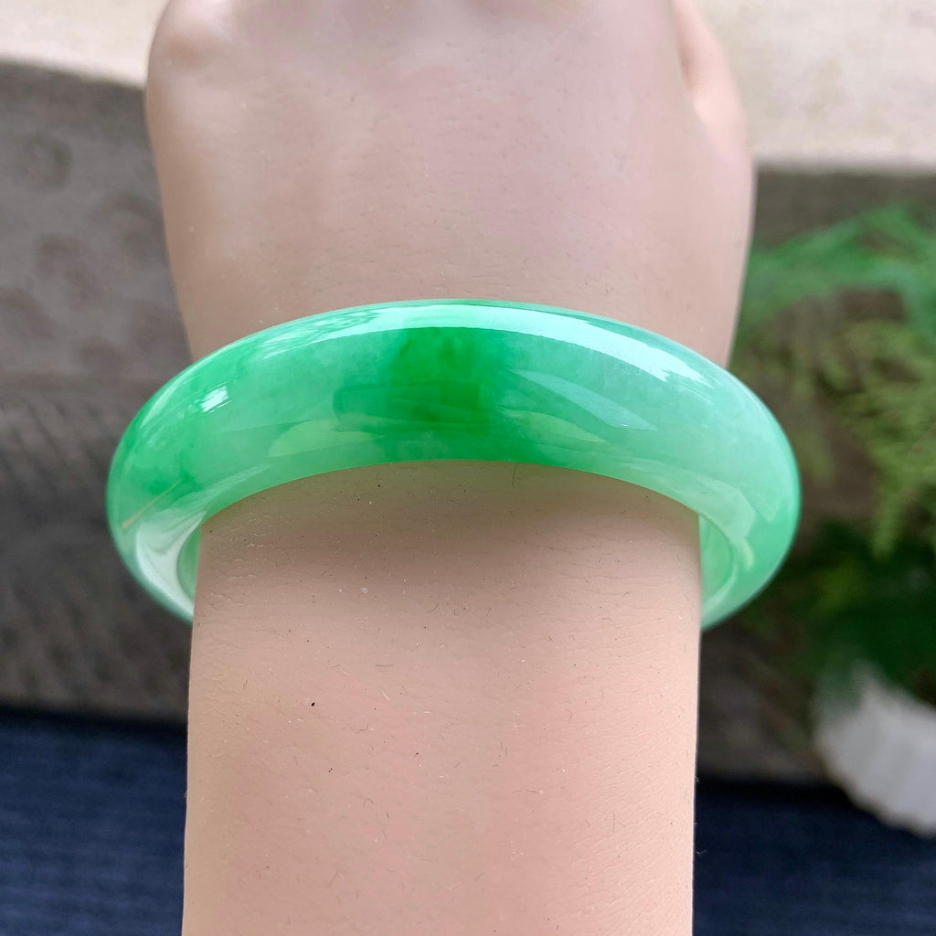 细糯种飘阳绿小宽版轮胎手镯（57.4mm）（yc233923）