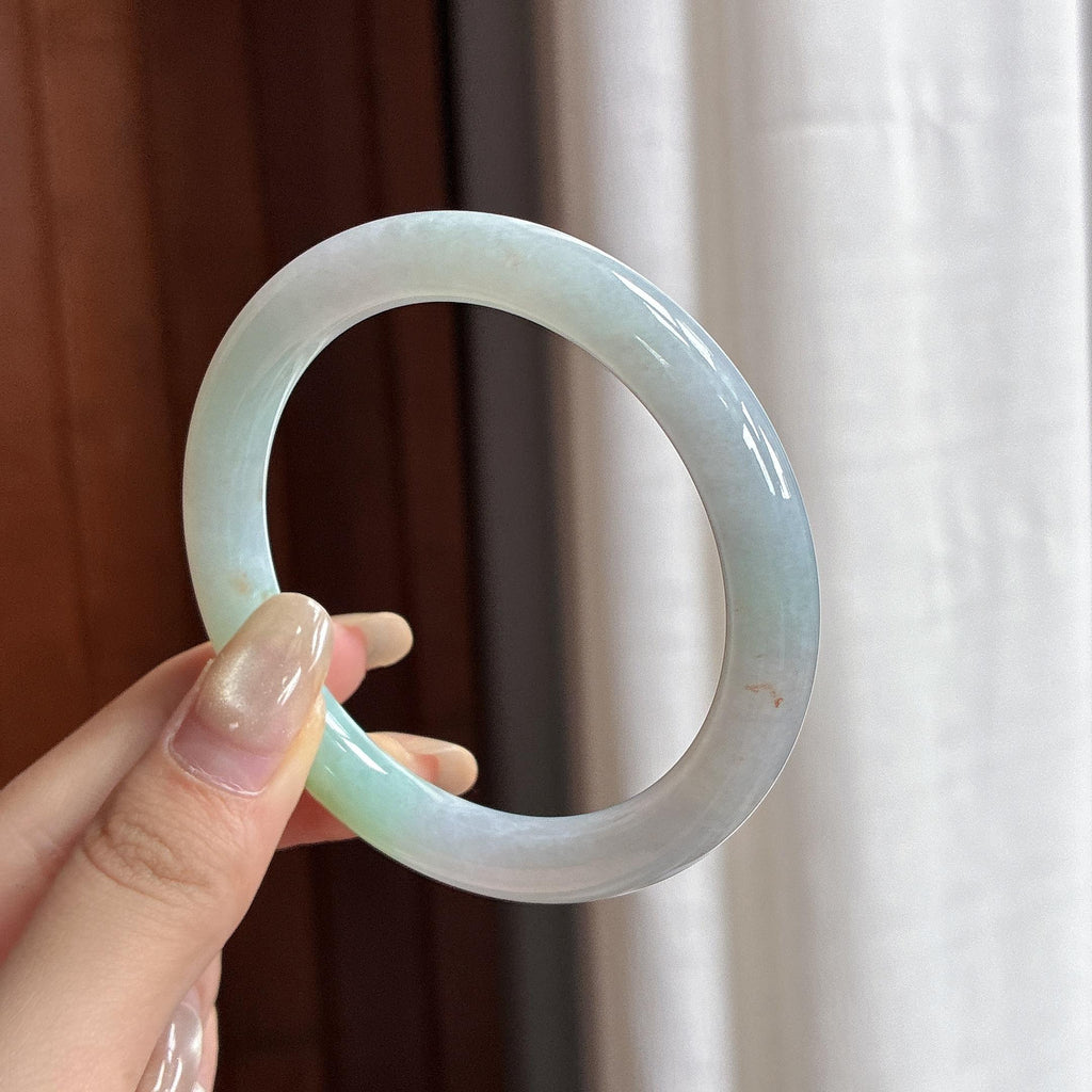 细糯种晴底洒金圆条手镯 54圈 天然缅甸A货翡翠（yc469593）