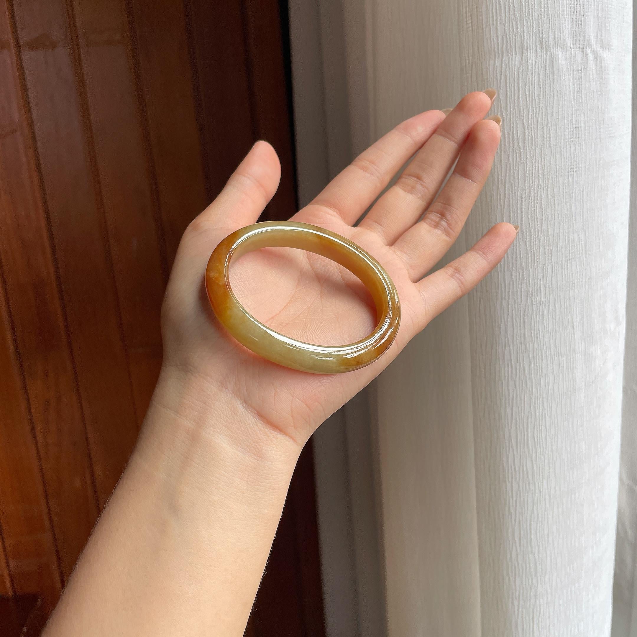 糯冰黄翡翡翠贵妃镯(55mm)（yc423155）