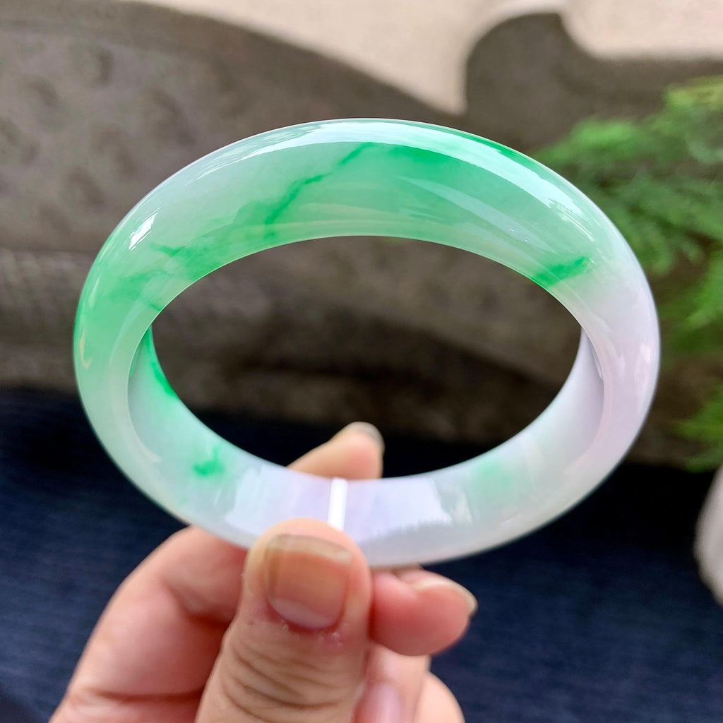 细糯种飘阳绿宽版轮胎手镯（58mm）（yc253747）