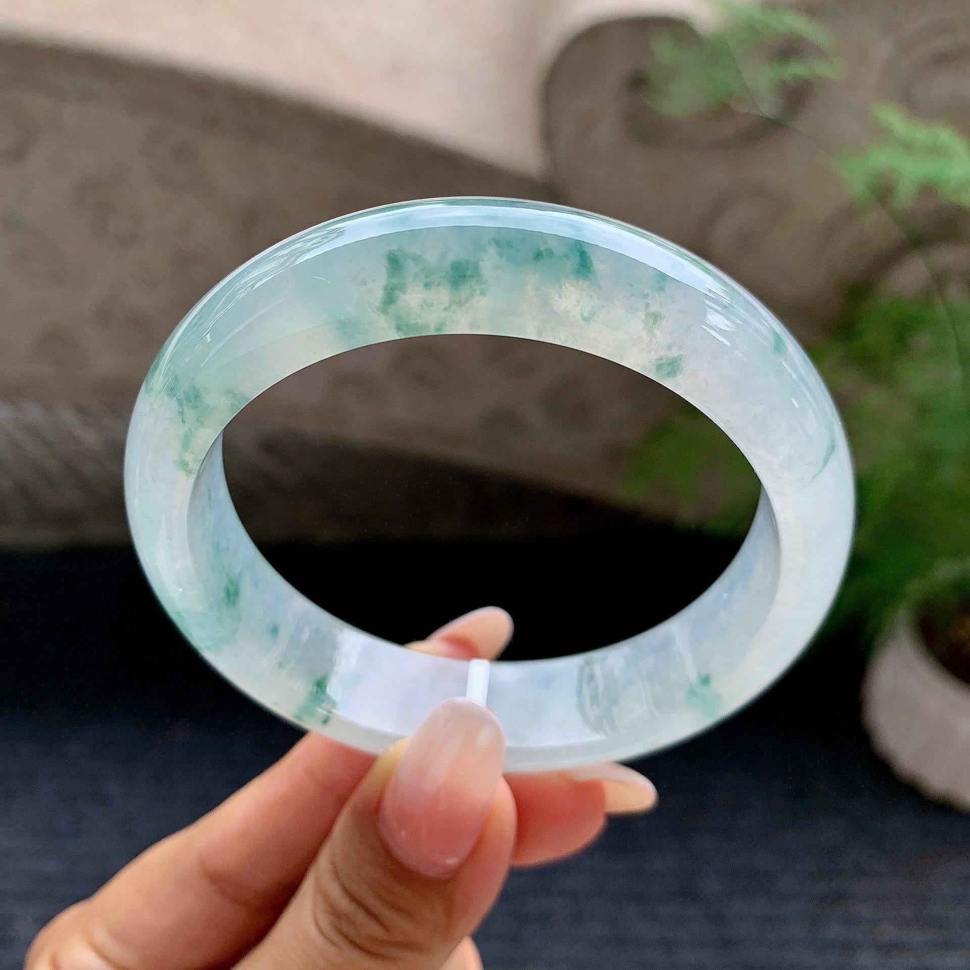 糯冰种飘花平安镯（58.6mm）（yc195930）