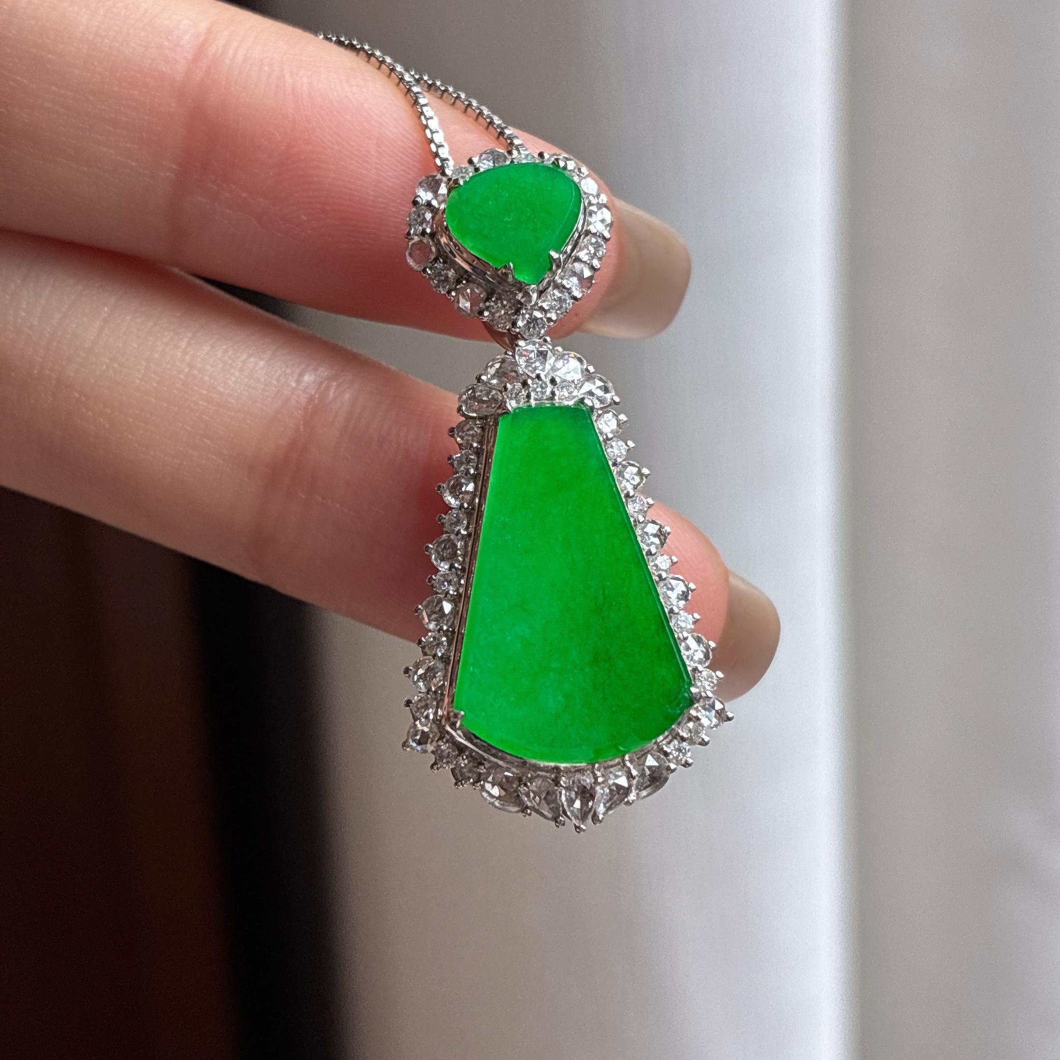 Mặt Bài Vô Sự Mãn Lục Nước Đậm Ngọc Phỉ Thúy A Tự Nhiên Miến Điện Khảm Vàng 18k (yc450418)