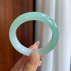 冰种半山半水晴绿底翡翠平安镯（53mm）（yc242096）