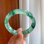 冰玻种飘花翡翠平安镯（56mm）（yc318593）