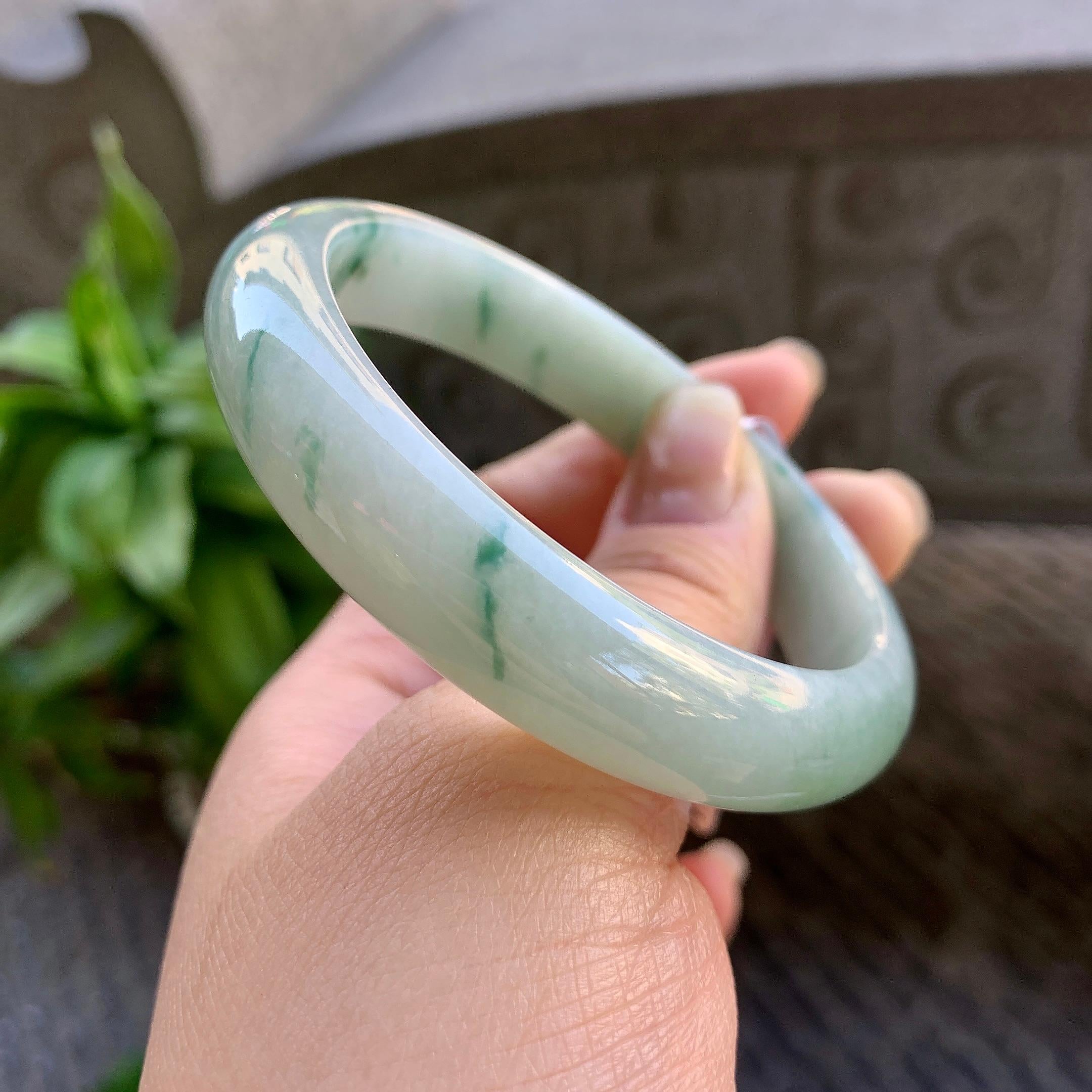 细糯种飘花平安镯（57mm）（yc308748）