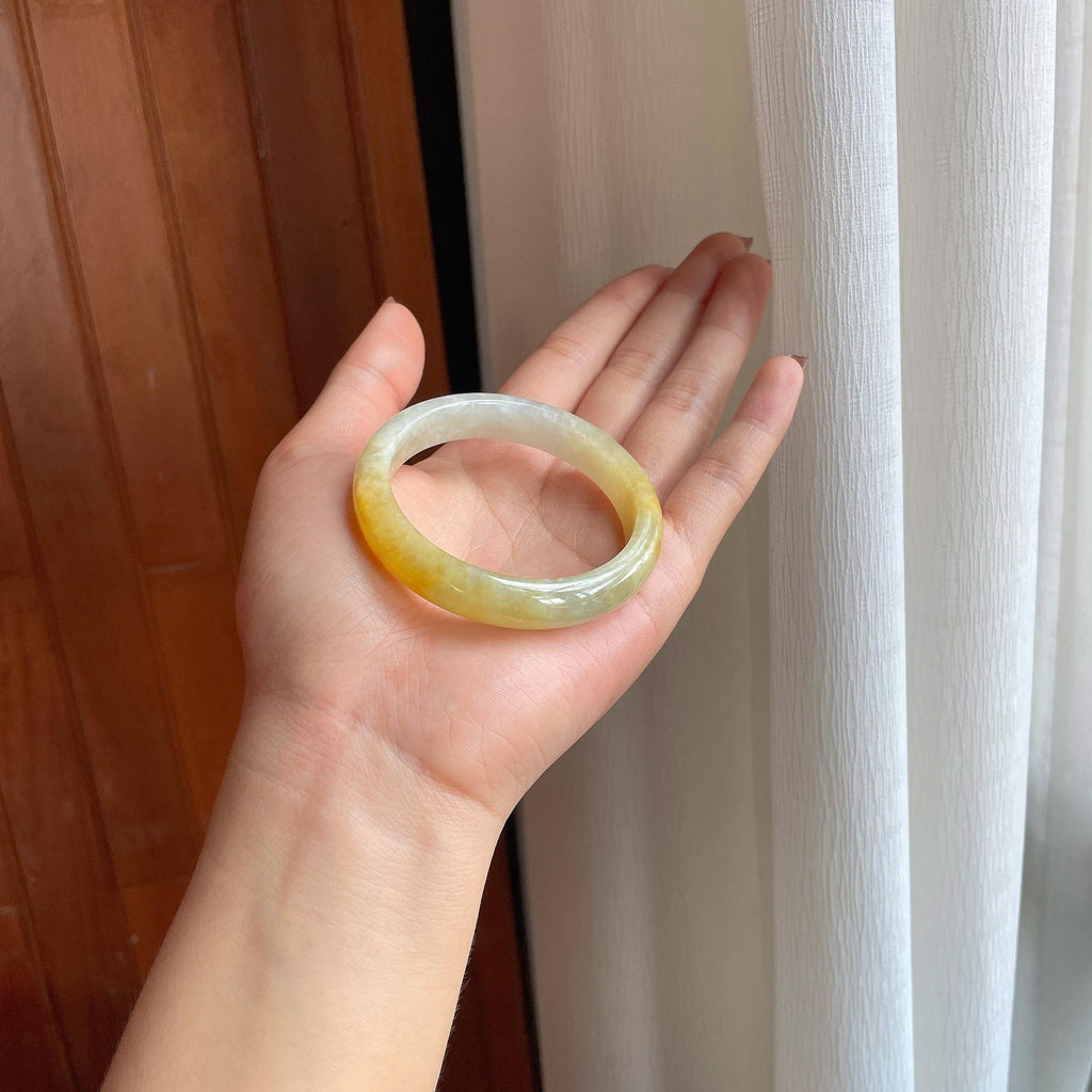 糯冰黄翡翡翠黄翡平安镯（52mm）（yc366982）