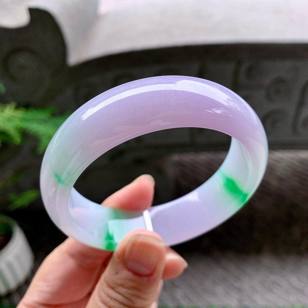 糯冰种春彩宽版轮胎手镯（58.5mm）（yc253001）