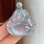 18k金扣冰玻种蓝底飘花翡翠佛公（yc248544）