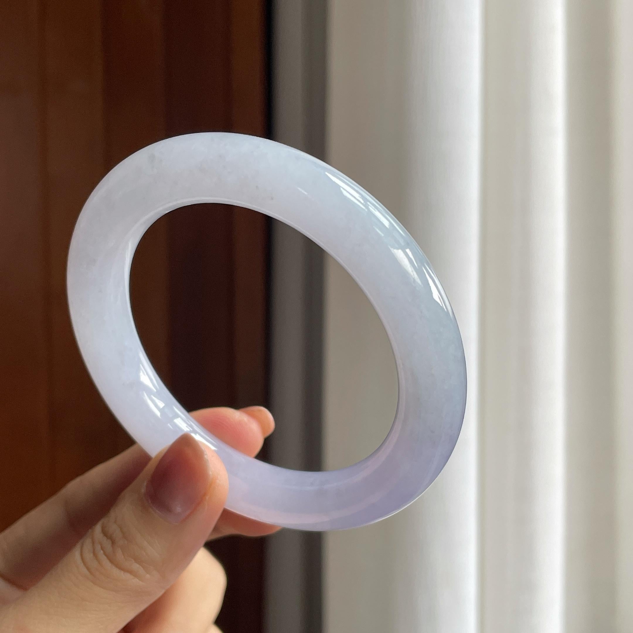 细糯冰紫罗兰翡翠圆条手镯（58mm）（yc286488）