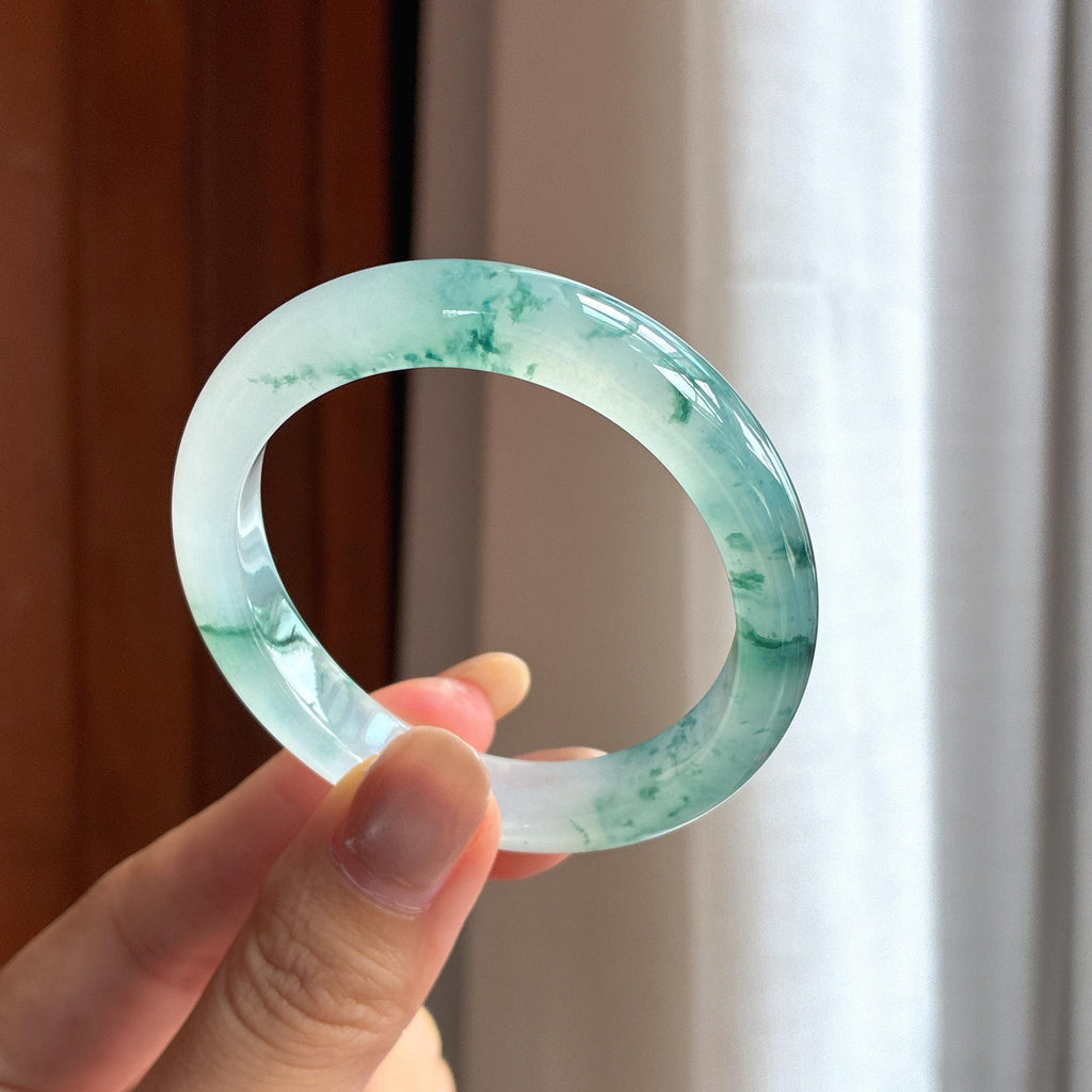 冰种贵妃飘花翡翠手镯（53mm）（yc418436）