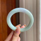 糯种带色翡翠平安镯（60.2mm)（yc406289）