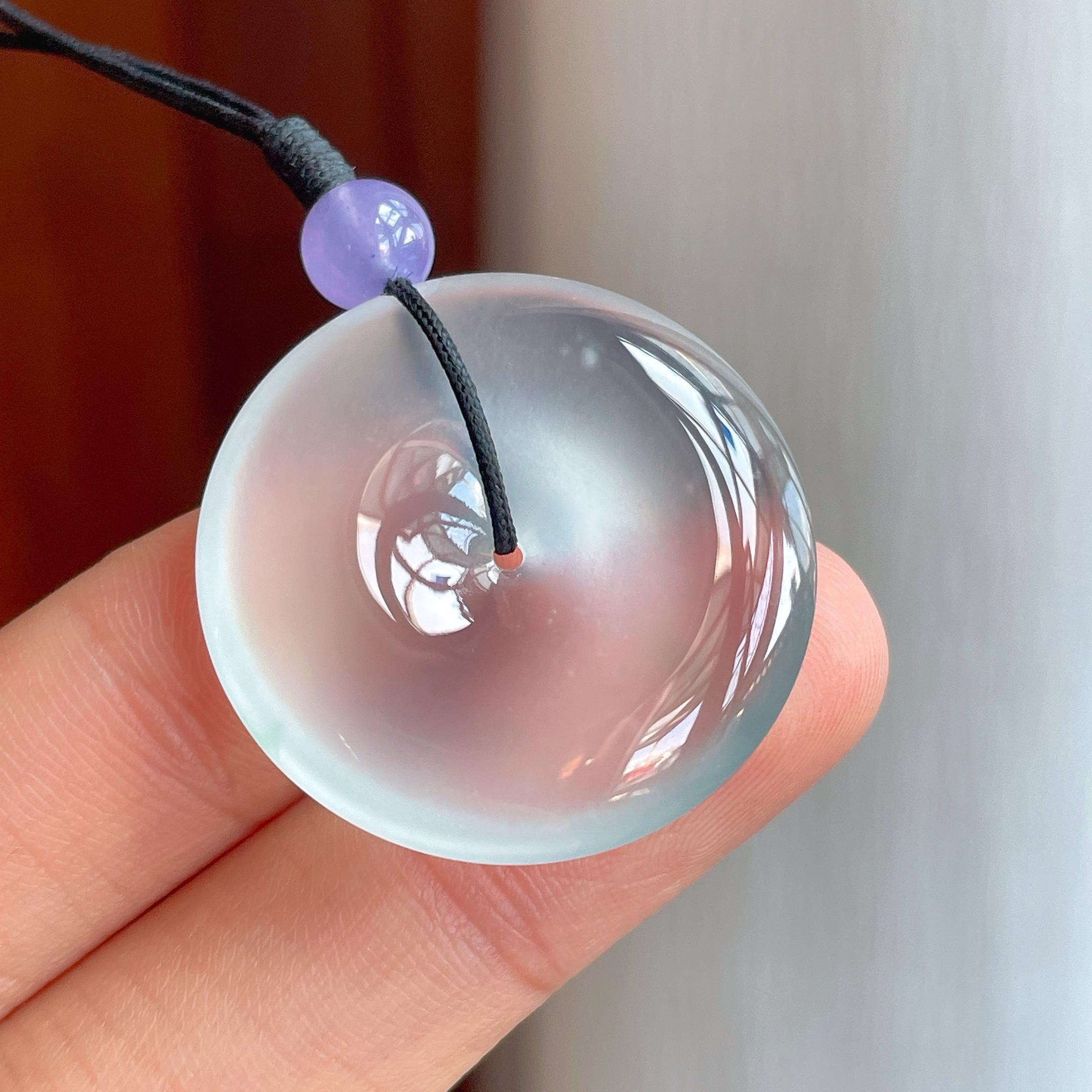 玻璃种无色翡翠平安扣（yc344453）