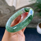 细糯种油青色正圈平安镯57圈        天然缅甸A货翡翠（yc444689）
