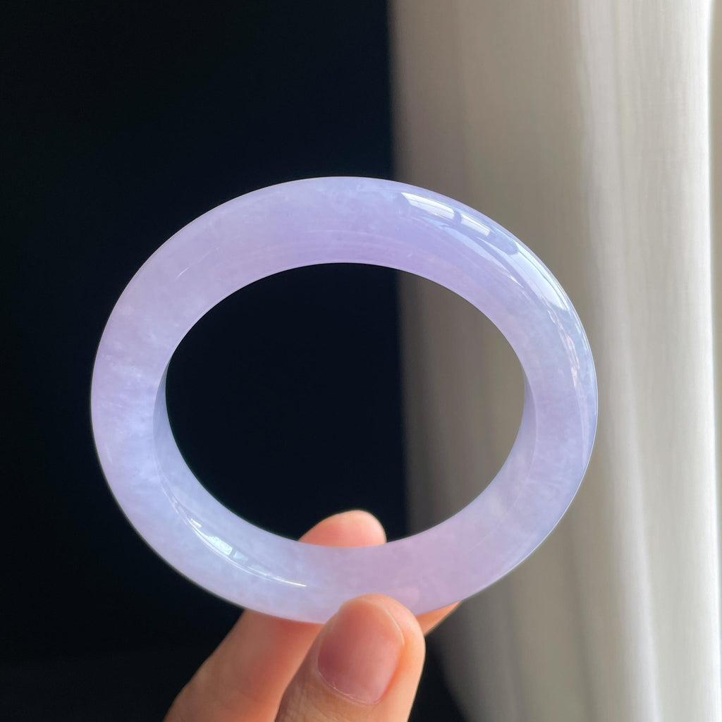 糯冰种紫罗兰翡翠平安镯（54.6mm)（yc349447）