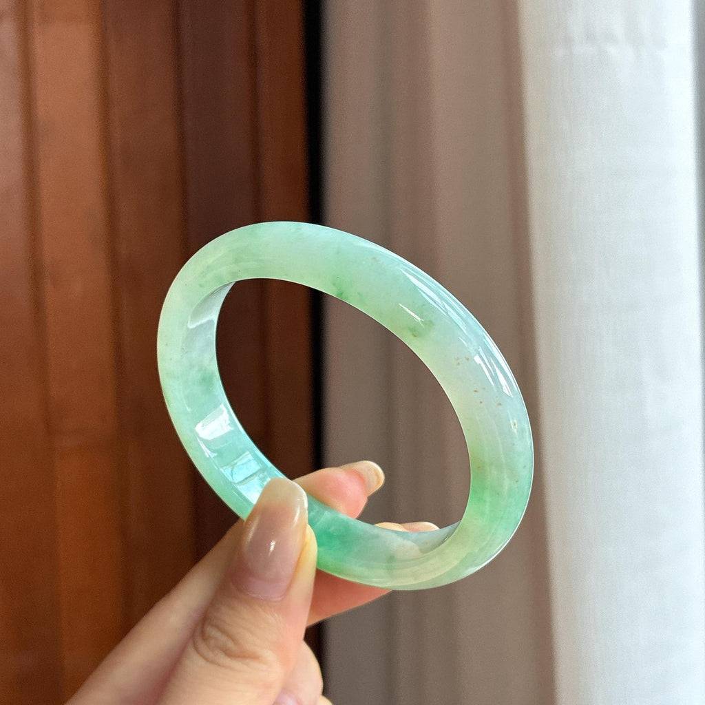 细糯种带色贵妃镯 57圈 天然缅甸A货翡翠（yc455246）