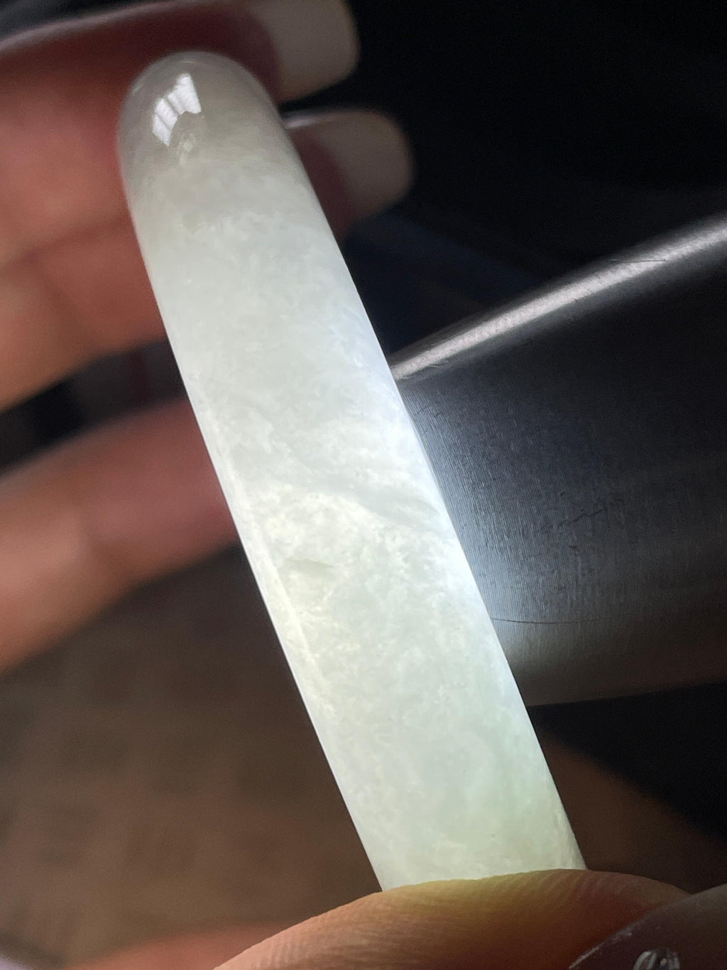 小圈口 糯冰飘花圆条手镯52圈（yc774340）