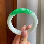糯冰带色翡翠平安镯（56.3mm）（yc284558）