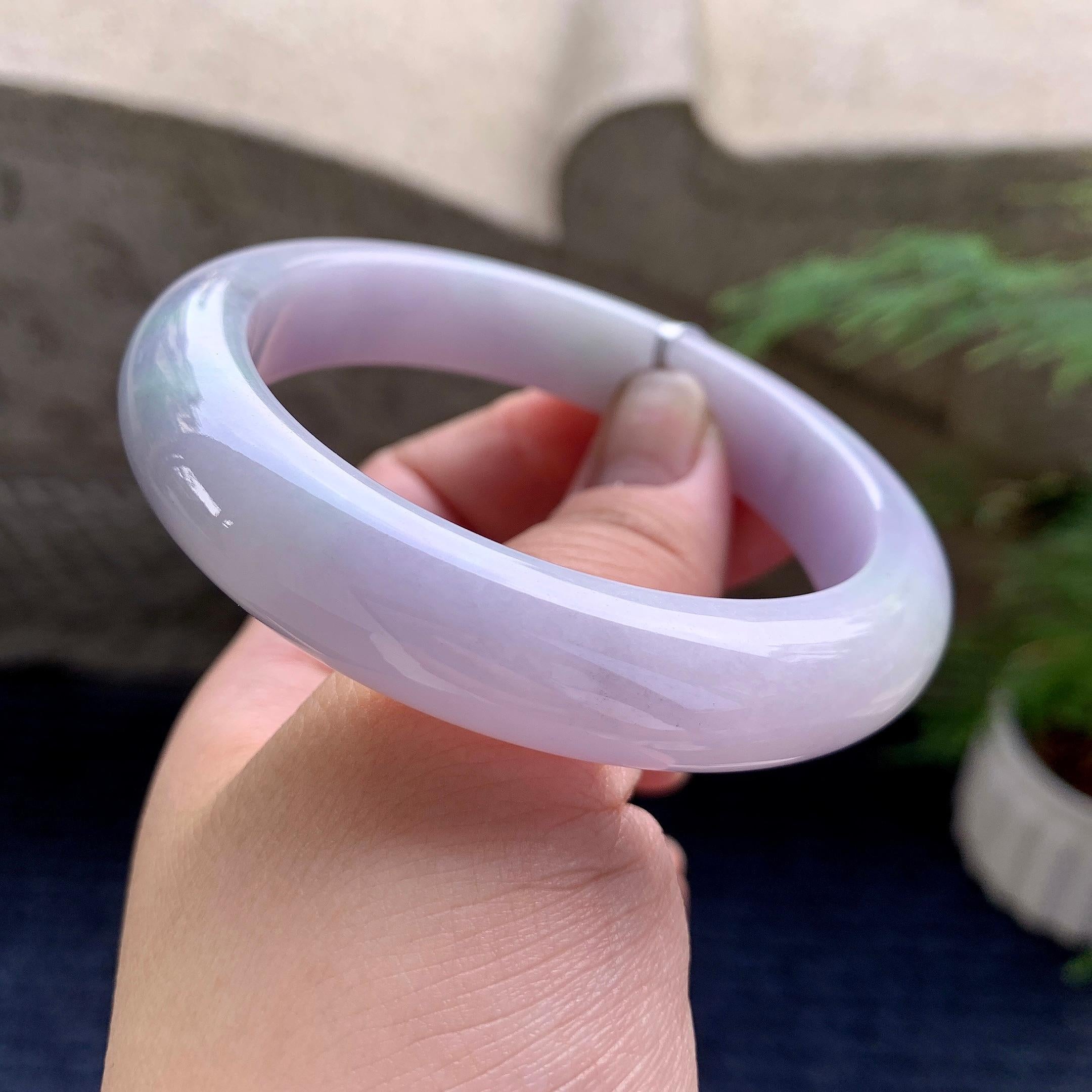 糯种淡紫底平安镯（58mm）（yc194569）