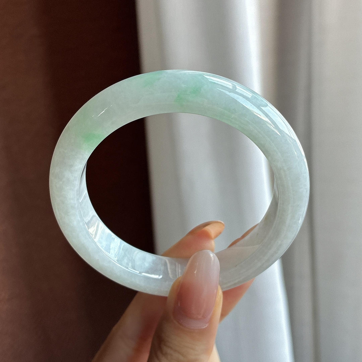细糯冰飘绿花正圈平安镯 54圈（yc785128）