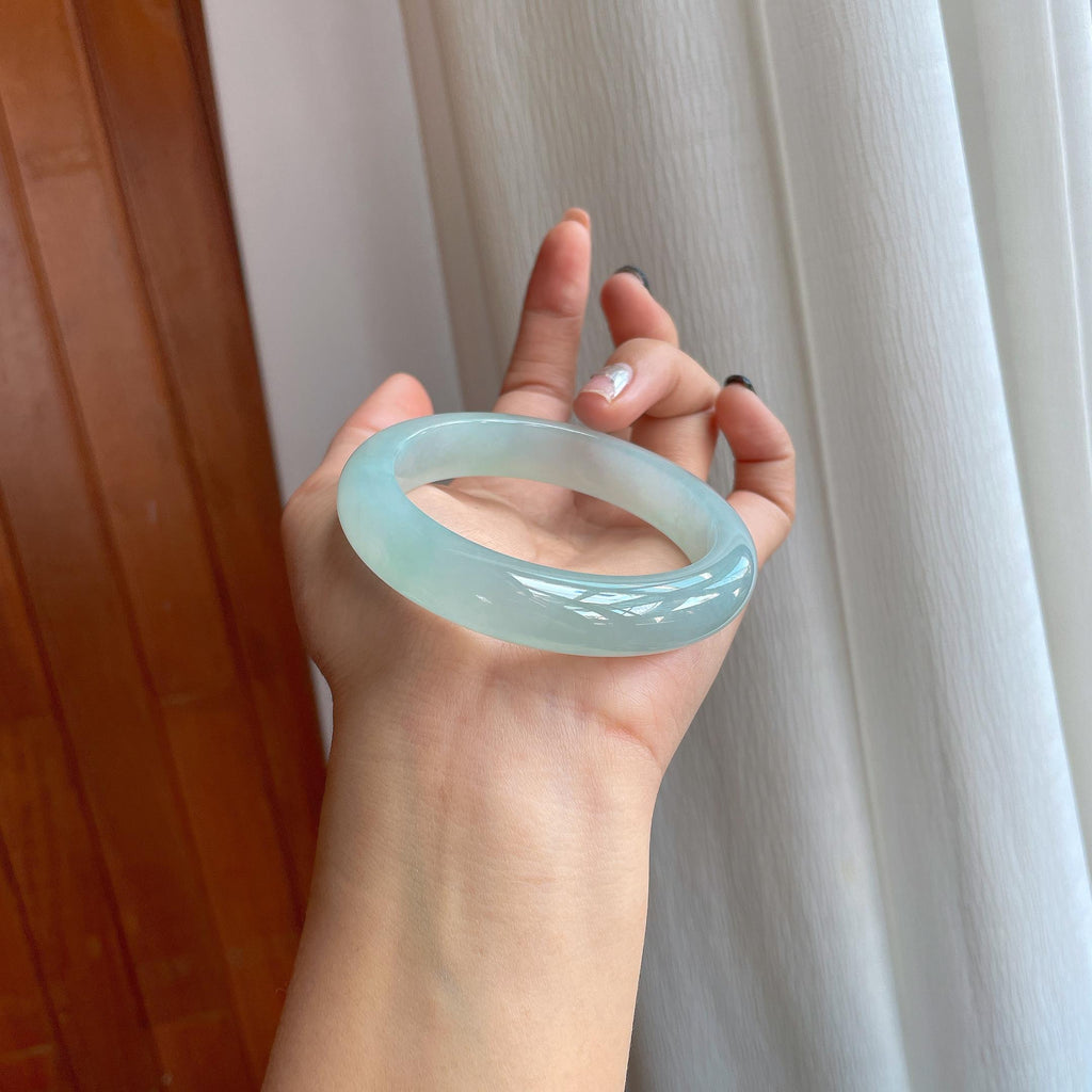冰种淡晴底翡翠平安镯（57mm）（yc286205）