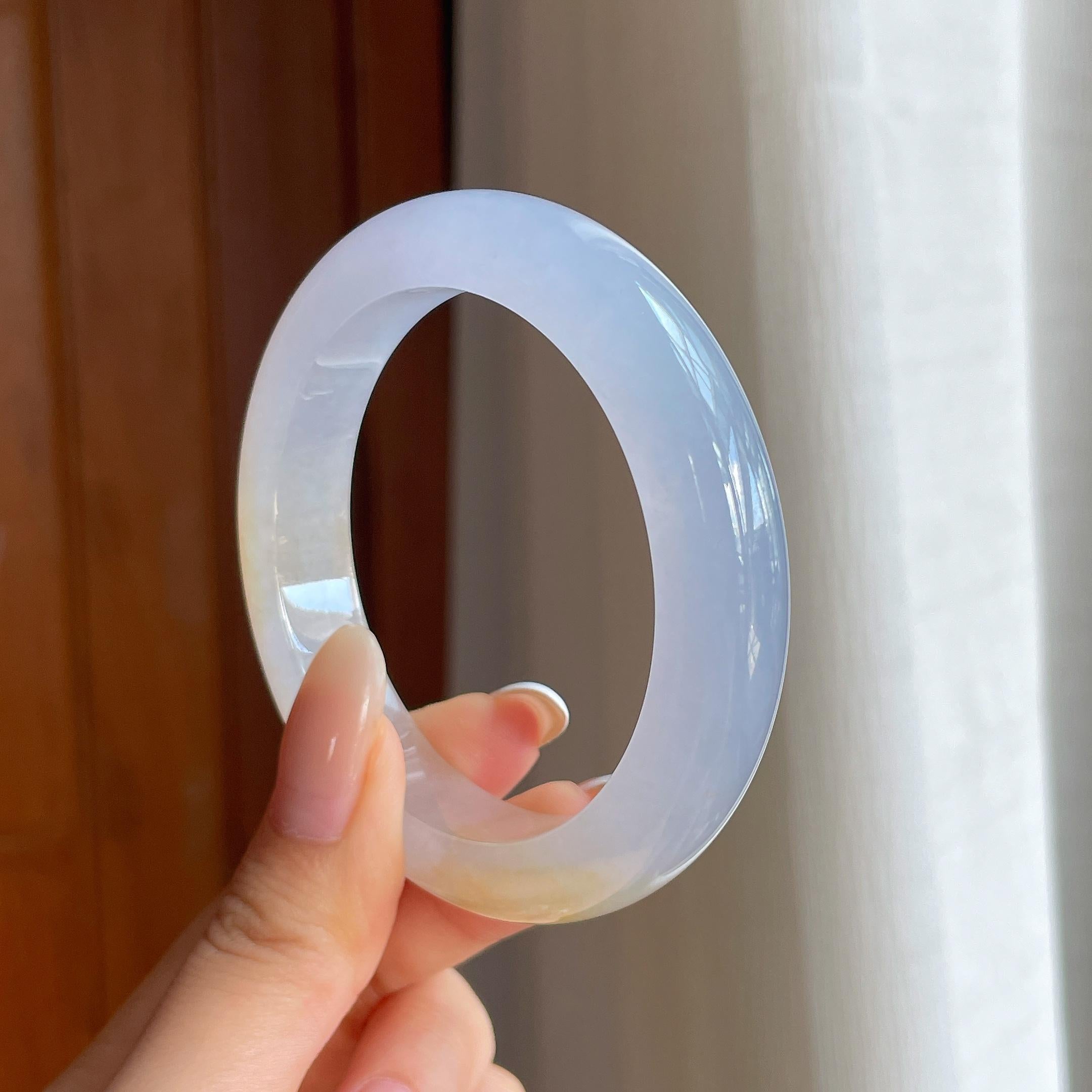 冰种黄翡翡翠平安镯（54.6mm)（yc416482）