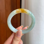 糯冰黄翡翡翠平安镯（53.4mm)（yc373884）