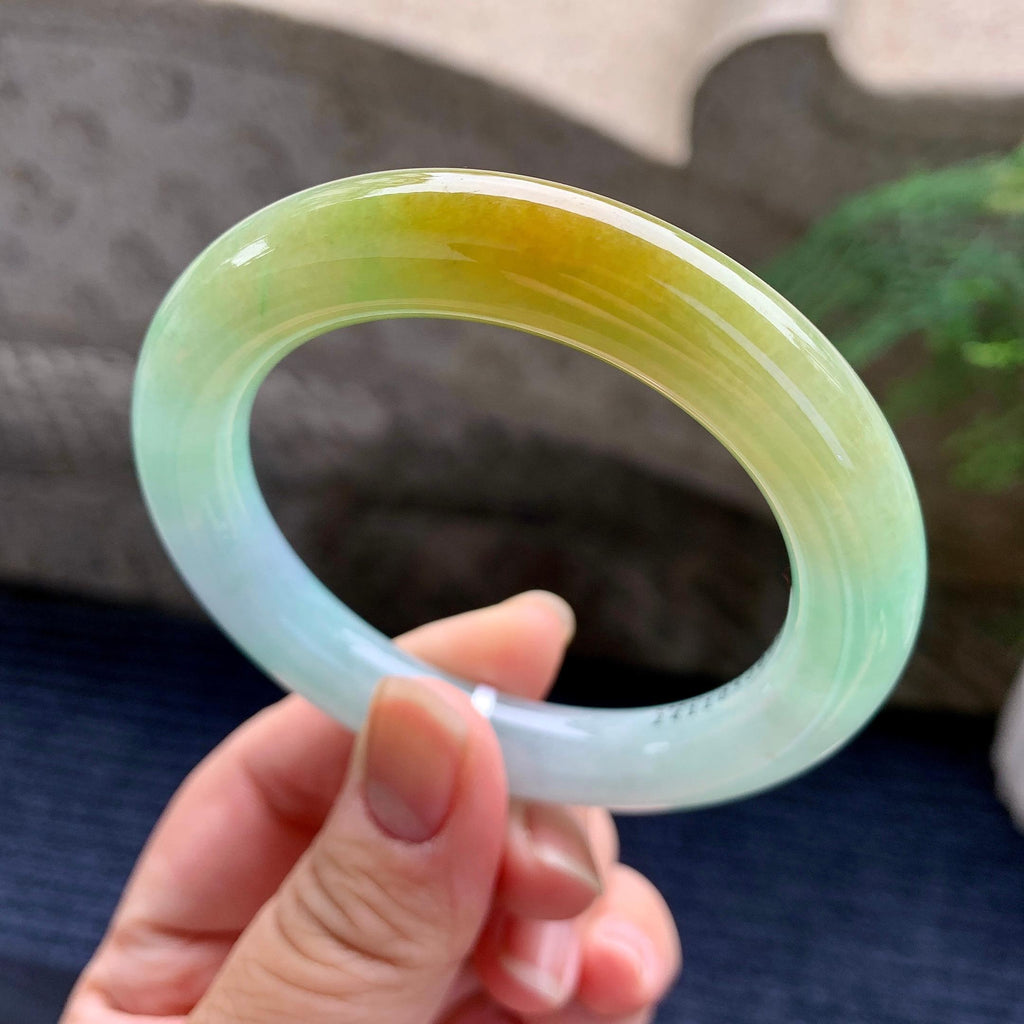 细糯种黄翡圆条手镯（53.3mm）（yc267224）