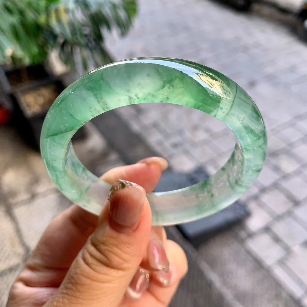 高冰种飘花平安镯（54.8mm）（yc292642）