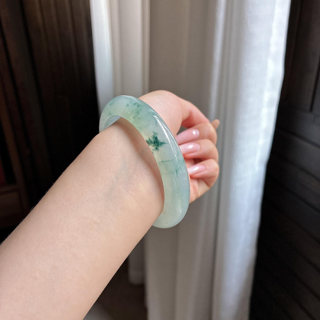 冰种起光飘花正圈平安镯 60圈（yc752234）