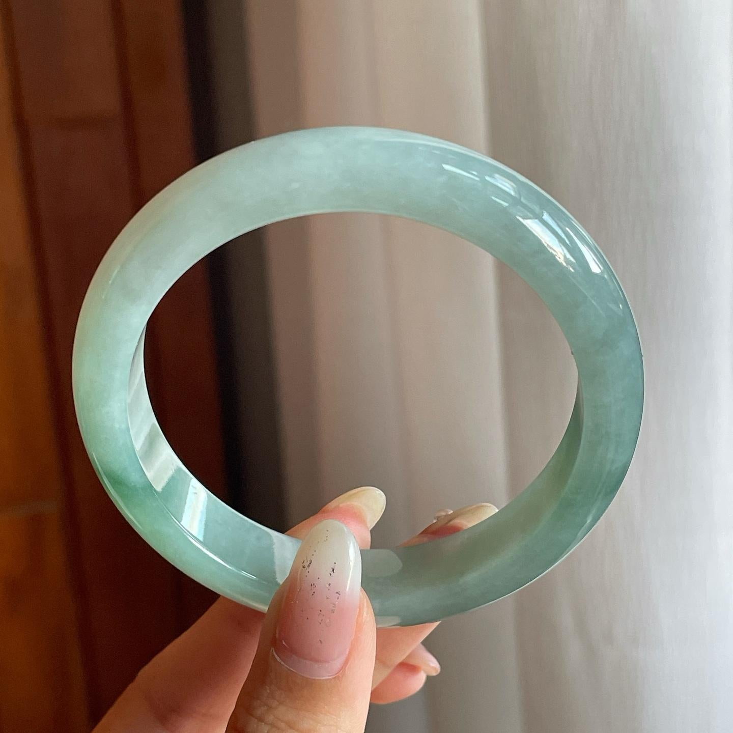 糯冰种晴底飘花翡翠平安镯（57.6mm）（yc220239）