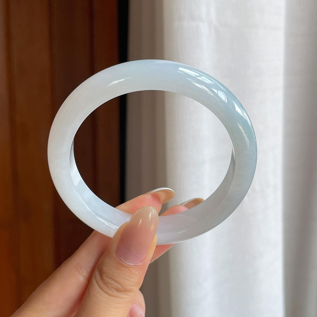糯冰白月光翡翠平安镯（58.8mm)（yc420150）