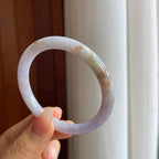 糯冰紫底飘黄翡翠圆条手镯（54mm）（yc313909）