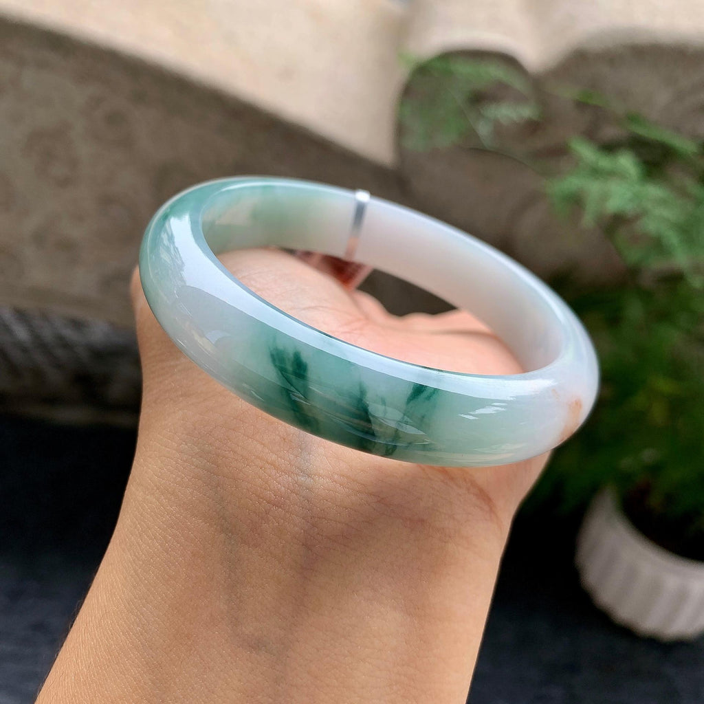 细糯种飘花飘黄翡平安镯（57.2mm）（yc198247）