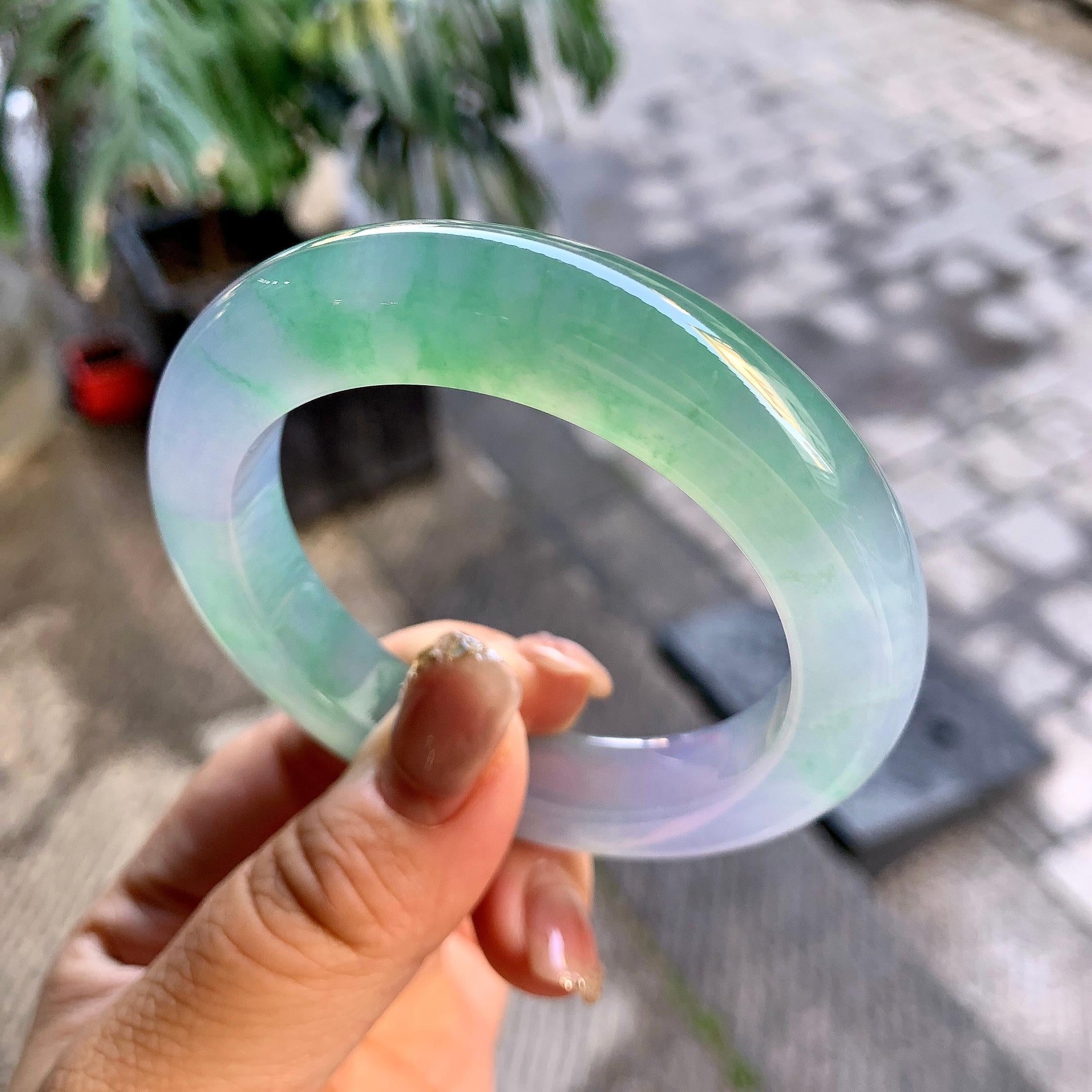 冰种春彩平安镯（53.6mm）（yc292636）