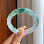 冰种飘花翡翠平安镯（55.6mm)（yc419714）
