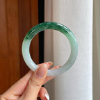 糯冰飘花翡翠圆条手镯（56.3mm)（yc373885）