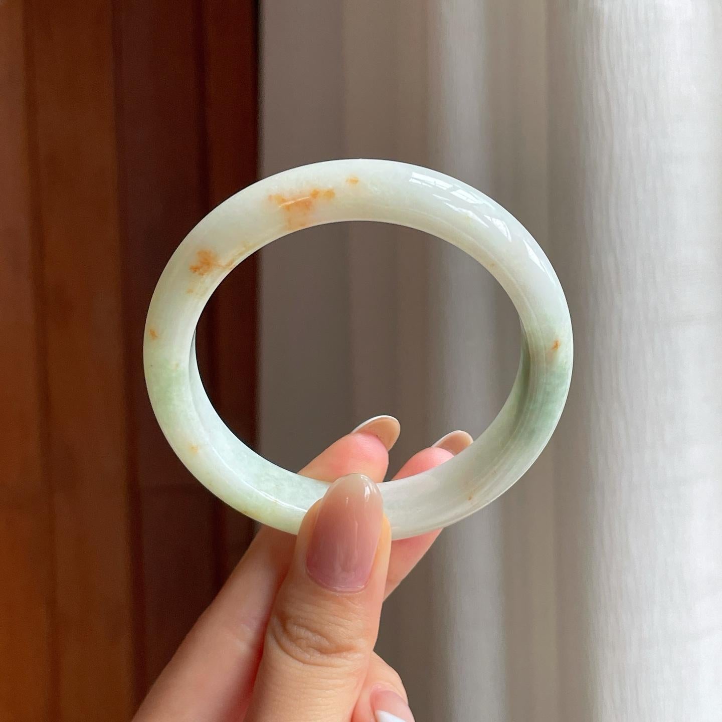糯冰晴底洒金翡翠平安镯（54.8mm)（yc378033）