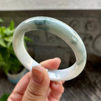 细糯种飘兰花正圈平安镯53.7圈口 天然缅甸A货翡翠（yc313324）