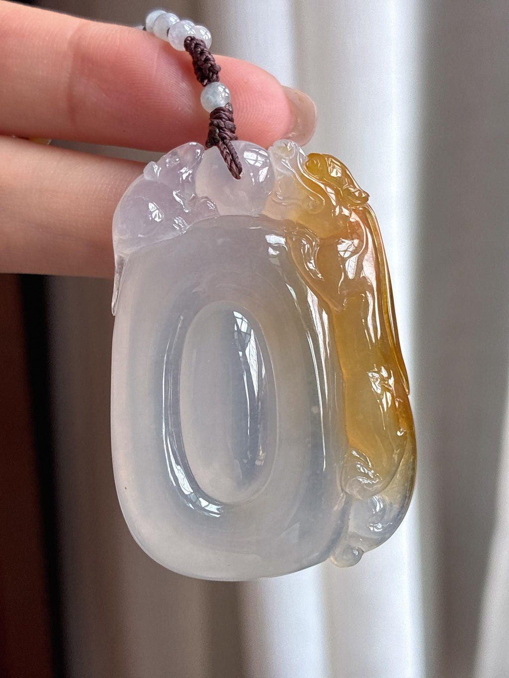冰种黄翡翡翠福贝天然缅甸A货翡翠（yc437879）